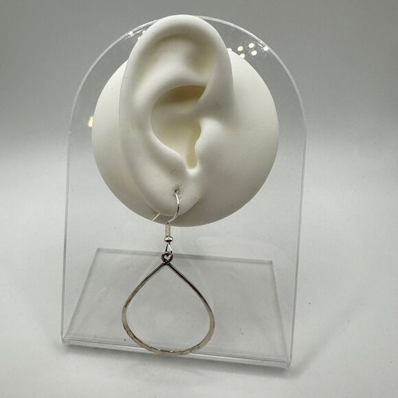 SALE! Stunning 2.5" tear drop shape hammered, sterling silver dangle earrings! - Picture 9 of 10